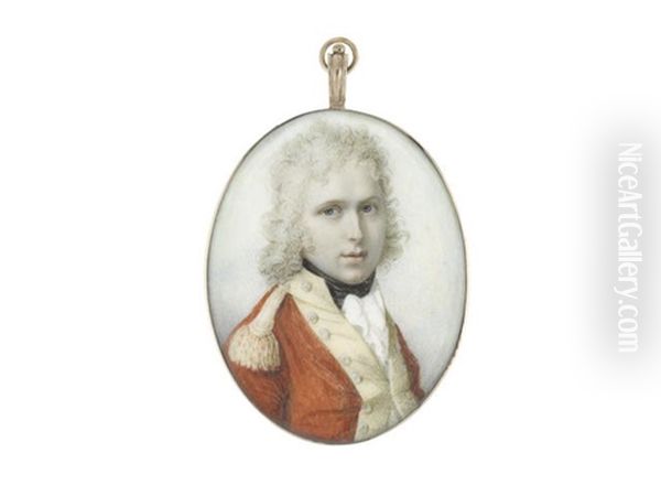 Lieutenant James Lang Of The 40th Regiment Of Foot (d.1790), Wearing Scarlet Coat With Pale Yellow Facings, Standing Collar And Epaulette, Black Stock And White Frilled Chemise - view 1