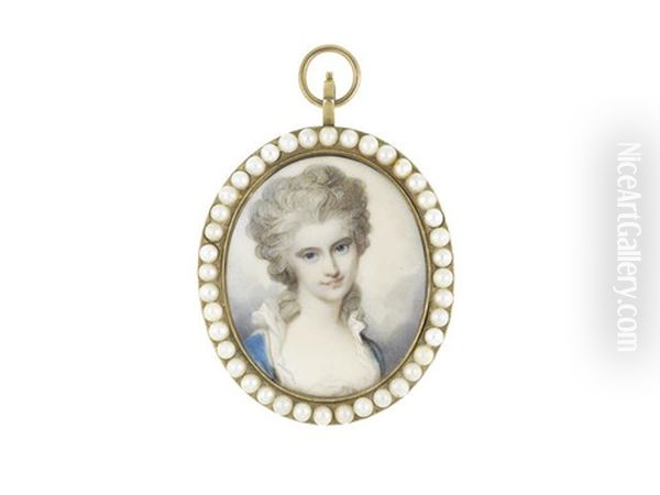 A Lady Called, Mary Anne, Wearing Blue Dress Over White Chemise Finished With Frilled Trim, Her Powdered Wig Rolled And Worn High On Her Head - view 1