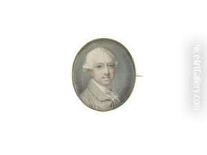 A Gentleman, Wearing Grey Coat, White Waistcoat, Chemise, Stock And Cravat, His Powdered Wig Worn En Queue by Richard Cosway