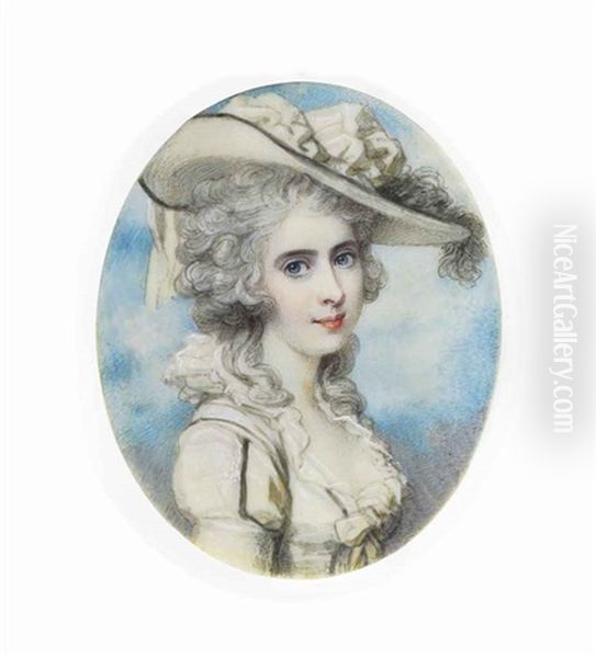 Maria Eleanor Villiers, Nee Forbes, Countess Of Clarendon (1759- 1844), In Decollete White Dress With Lace Collar... - view 1