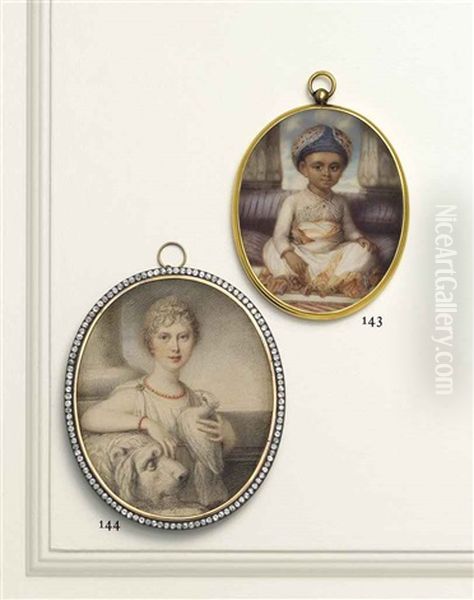 Princess Charlotte Augusta Of Wales (1796-1817) As A Young Girl, In White Tunic With Jewelled Clasps At Shoulders, Coral Necklace And Bracelet... - view 1