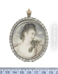 A Lady, Called Mrs Phillipson, In Semi-profile To The Right, Wearing White Dress And Pink Stole, Her Hair Plaited, Partially Upswept And Dressed With A Blue Bandeau