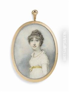 A Young Lady, In White Dress With Long Sleeves, Yellow Sash Tied In A Bow Around Waist, Wearing Pearl Necklace, Strand Of Pearls A Young Lady, In White Dress With Long Sleeves, Yellow Sash Tied In A Bow Around Waist, Wearing Pearl Necklace, Strand Of Pearls