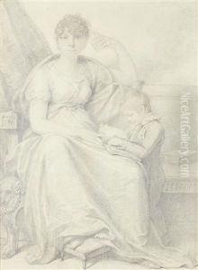 Mrs Woodforde And Her Son by Richard Cosway