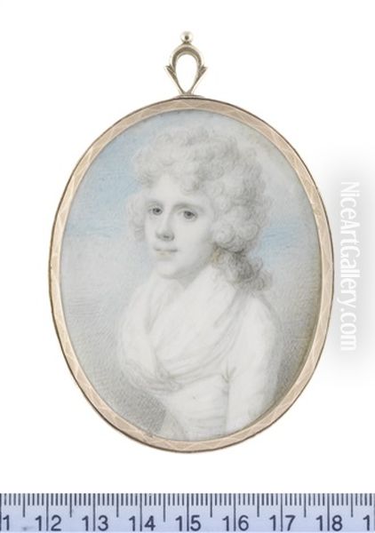 A Lady, Wearing White Dress And Fichu, Powdered Wig - view 1
