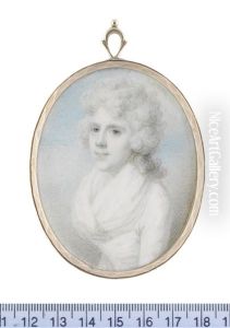 A Lady, Wearing White Dress And Fichu, Powdered Wig by Richard Cosway