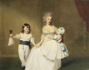 Portrait Of Mrs J.p. Fector, With Her Two Children, Peter And Mary, In An Interior Portrait Of Mrs J.p. Fector, With Her Two Children, Peter And Mary, In An Interior