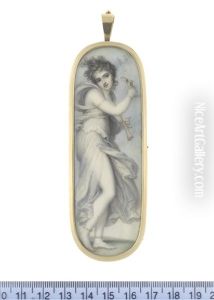 The Muse Thalia, Goddess Of Comedy And Pastoral Poetry, Wearing White Classical Robes Fastened With Pearls At Her Upper Right Thigh by Richard Cosway