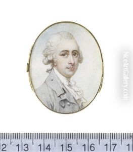 A Gentleman, Wearing Duck Egg Blue Coat, White Waistcoat, Frilled Chemise, Stock And Cravat, His Powdered Hair Worn En Queue And Tied With A Grey Ribbon... by Richard Cosway
