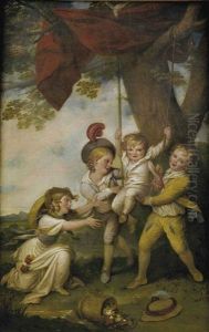 Group Portrait Of The Children Of Edmund Boyle, 7th Earl Of Cork, Playing With A Swing