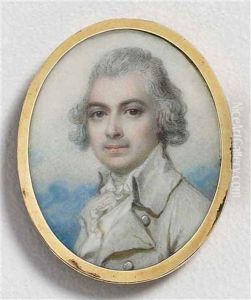 Mr Allpress, In Pale Gray Coat, White Waistcoat And Frilled Cravat, Powdered Hair by Richard Cosway