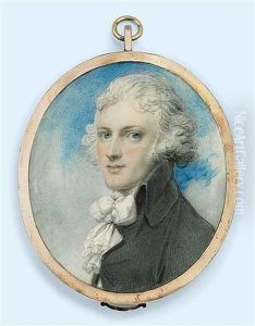 Sir James Montgomery, 2nd Bt. Of Stanhope (1766-1839), In Dark Grey Coat, White Waistcoat And Knotted Cravat, Powdered Hair, Blue Sky Background by Richard Cosway