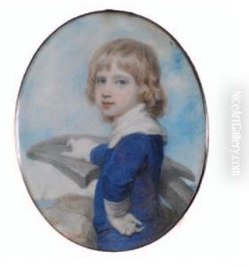 Midshipman With Long Fair Hair And Blue Eyes, His Right Hand Resting On An Anchor Midshipman With Long Fair Hair And Blue Eyes, His Right Hand Resting On An Anchor
