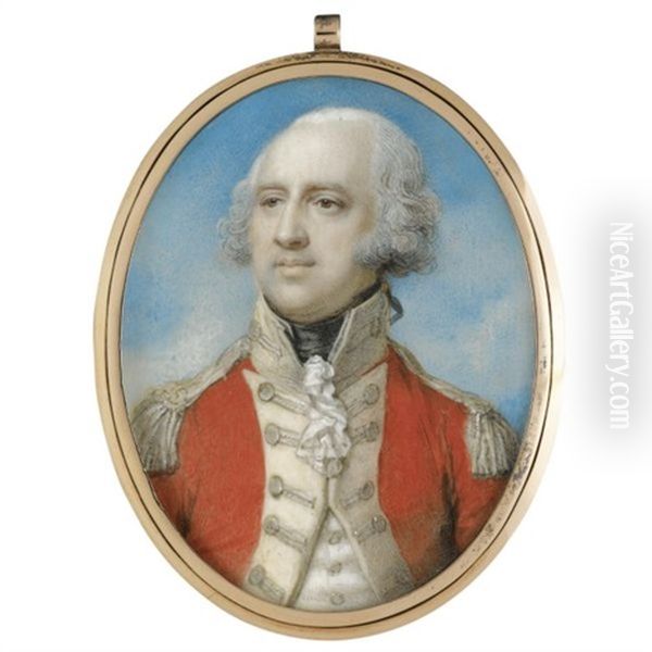 Portrait Of An Officer Wearing A Red Uniform With Cream Facing And Silver Lace - view 1