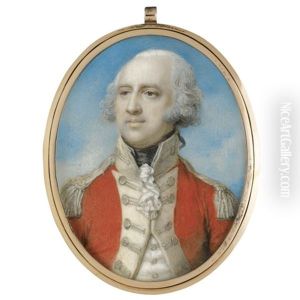 Portrait Of An Officer Wearing A Red Uniform With Cream Facing And Silver Lace