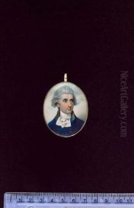 Edward Johnston Wearing Blue Coat With Pale Grey Collar, White Waistcoat And Tied Cravat, His Hair Powdered Edward Johnston Wearing Blue Coat With Pale Grey Collar, White Waistcoat And Tied Cravat, His Hair Powdered