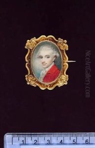 A Gentleman Wearing Scarlet Coat, White Waistcoat And Cravat, His Powdered Wig Worn En Queue by Richard Cosway