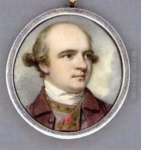 A Young Gentleman, In Maroon Coat, Gold-bordered Grey Waistcoat With Pink Facings And White Cravat by Richard Cosway