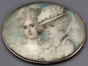 The Waldegrave Sisters: Lady Anna Horatia And Lady Charlotte Maria, Wearing White Dresses With Frilled Collar And Bows At Corsage