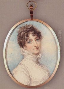 Portrait Of A Young Lady, With Curled Hair, Wearing White Dress With High Ruff Collar