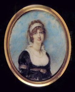 Anne, Marchioness Of Townshend, In Black Dress Trimmed With Gold Ribbons, White Frilled Underslip And White Bandeau