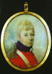 A Portrait Of John Mackintosh In Red Uniform With Gold Epaulettes And White Crossbelt, Blue Collar And White Shirt