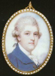 A Gentleman, In Blue Coat With Gold Buttons And Frilled White Cravat