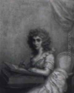 Portrait Of A Lady Seated At A Table Writing A Letter (maria Cosway?) by Richard Cosway