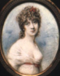 Portrait Of A Lady In Low-cut White Dress With Red Sash Portrait Of A Lady In Low-cut White Dress With Red Sash