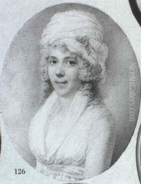 A Lady With Powdered Hair, Wearing White Dress And Matching Turban - view 1