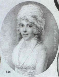 A Lady With Powdered Hair, Wearing White Dress And Matching Turban by Richard Cosway