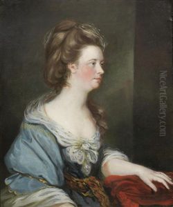 Portrait Of A Lady, Traditionally Identified As Lady Holmes, Half-length, In A Red Dress by Francis Cotes