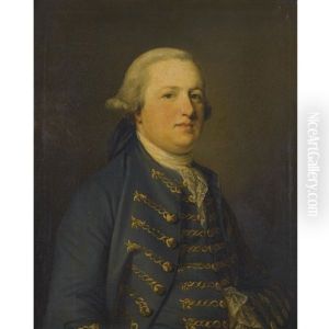 Portrait Of A Gentleman, Wearing A Green Coat With Gold Brocade