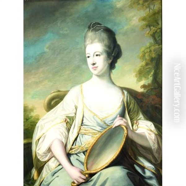 A Portrait Of Mary Dering Holding A Looking Glass - view 1