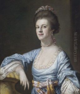Bildnis Einer Vornehmen Dame In Blauen Kleid Mit Einem Perlenkollier by Francis Cotes