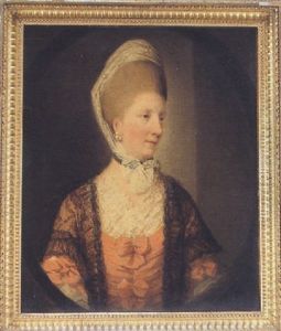Portrait Of A Lady, Wearing A Pink Dress And A Black Lace Shawl