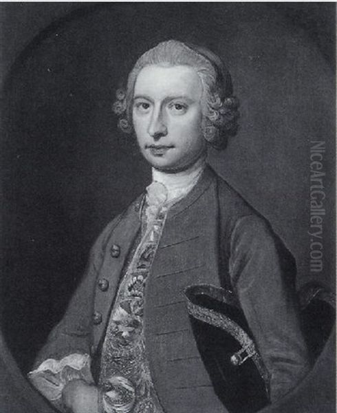 Portrait Of A Gentleman In A Grey Coat With His Hat Under His Left Arm - view 1