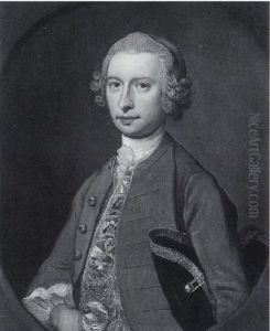 Portrait Of A Gentleman In A Grey Coat With His Hat Under His Left Arm by Francis Cotes