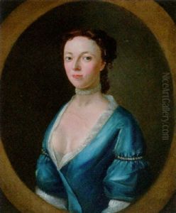 Portrat Of A Lady In A Blue Dress With Lace Trim thumbnail