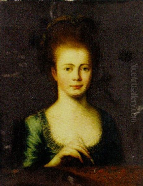 Portrait Of Miss Edgar Doing Embroidery - view 1