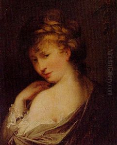 Portrait Of A Lady In A White Dress And Green Wrap Portrait Of A Lady In A White Dress And Green Wrap