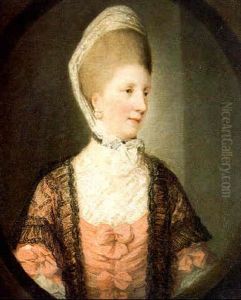 Portrait Of A Lady In Lace Bonnet And Pink Dress