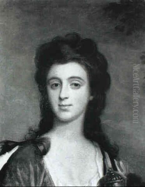 Portrait Of A Lady Holding A Goblet In A Landscape - view 1