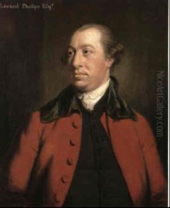 Portrait Of Edward Phelips Half Length Wearing A Red Coat   With Green Velvet Collar And Green Waistcoat