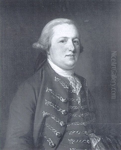 Portrait Of A Gentleman, Half Length, In A Blue Coat And Waistcoat With Gold Braid And A Lace Stock - view 1