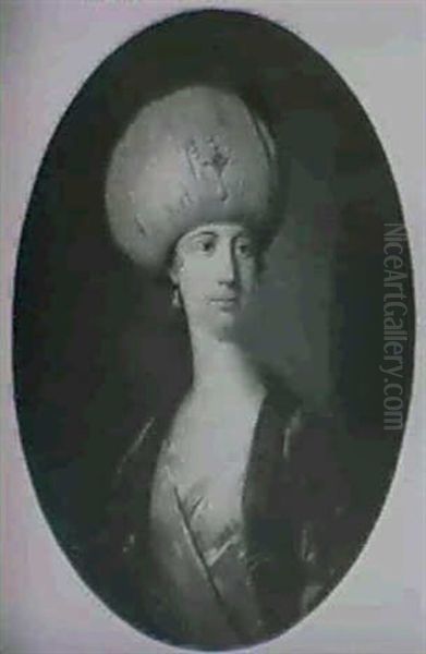 Portrait Of A Lady, Half Length, In Oriental Costume, In A  Painted Oval - view 1