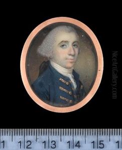 A Gentleman, Wearing Blue Coat With Gold Embroidered Button Holes, Matching Waistcoat And Frilled White Chemise by Samuel Cotes