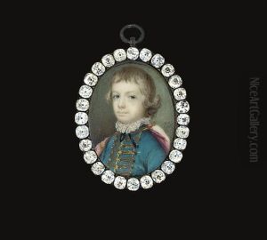 A Boy, In Turquoise Coat With Gold Frogging And Gold Buttons by Samuel Cotes