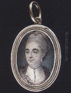 A Lady Wearing Pink Dress, Black Lace Shawl, Ribbon Necklace And Pearl Earring