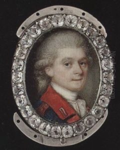 An Officer, With Powdered Hair En Queue, Wearing Blue Uniform With Gold Figured Red Facings And Epaulette, White Waistcoat, Stock And Frilled Cravat
